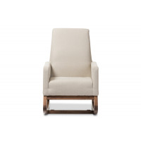Baxton Studio BBT5199-Light Beige Yashiya Mid-century Retro Modern Light Beige Fabric Upholstered Rocking Chair